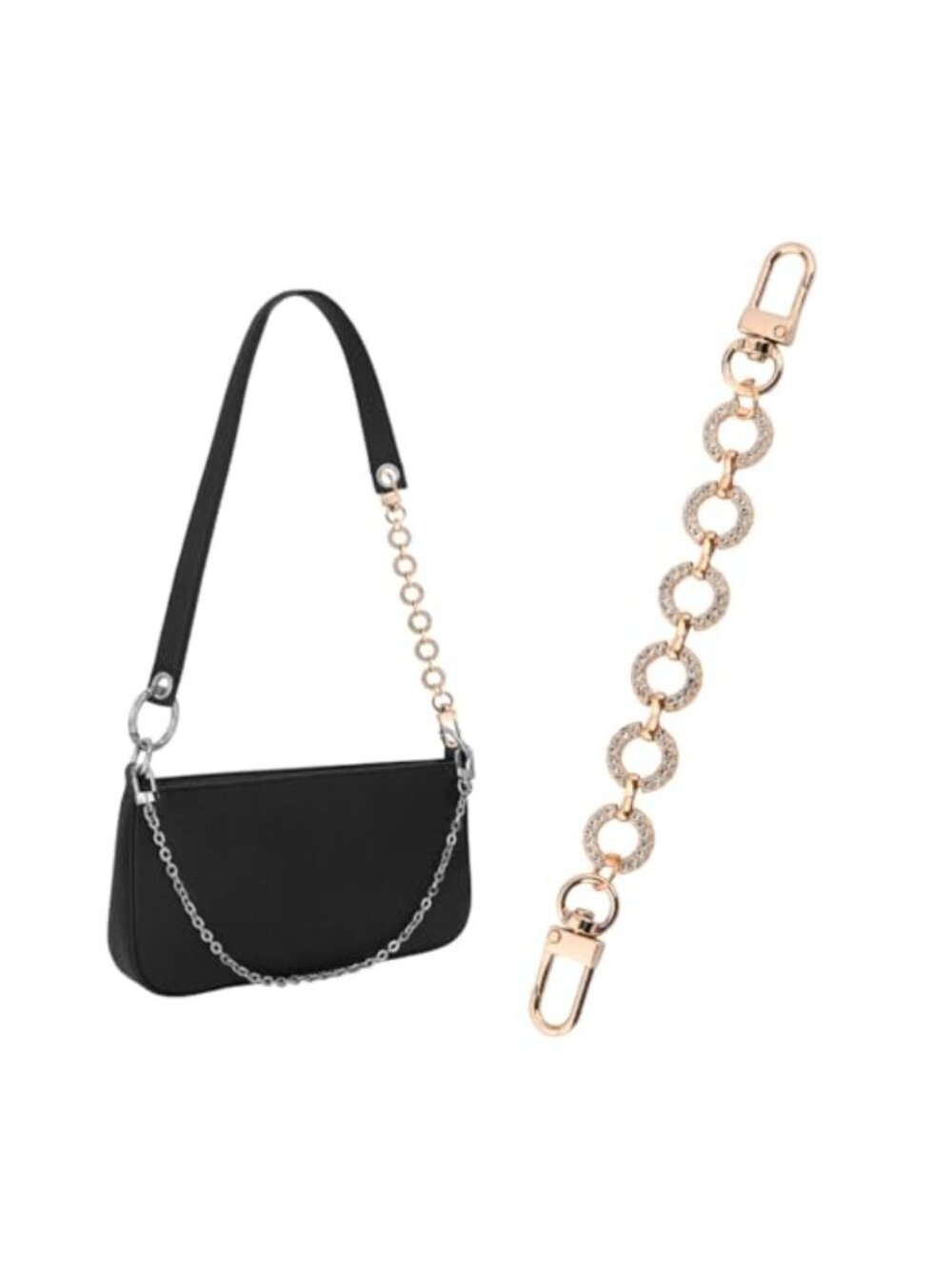 Rhinestone Donut Purse Extender Chain Lobster Clasp Bag Charm